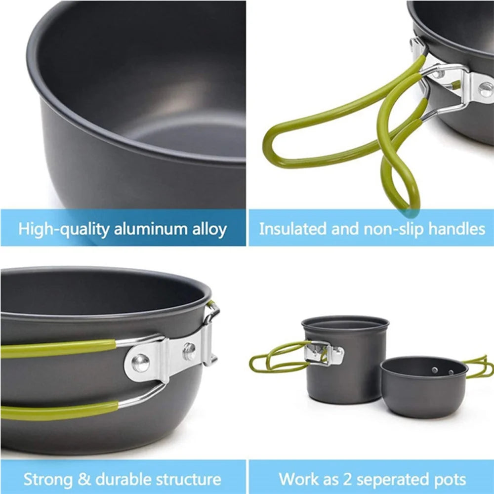 Camping Hiking Cookware Set Portable Pot Kit M547