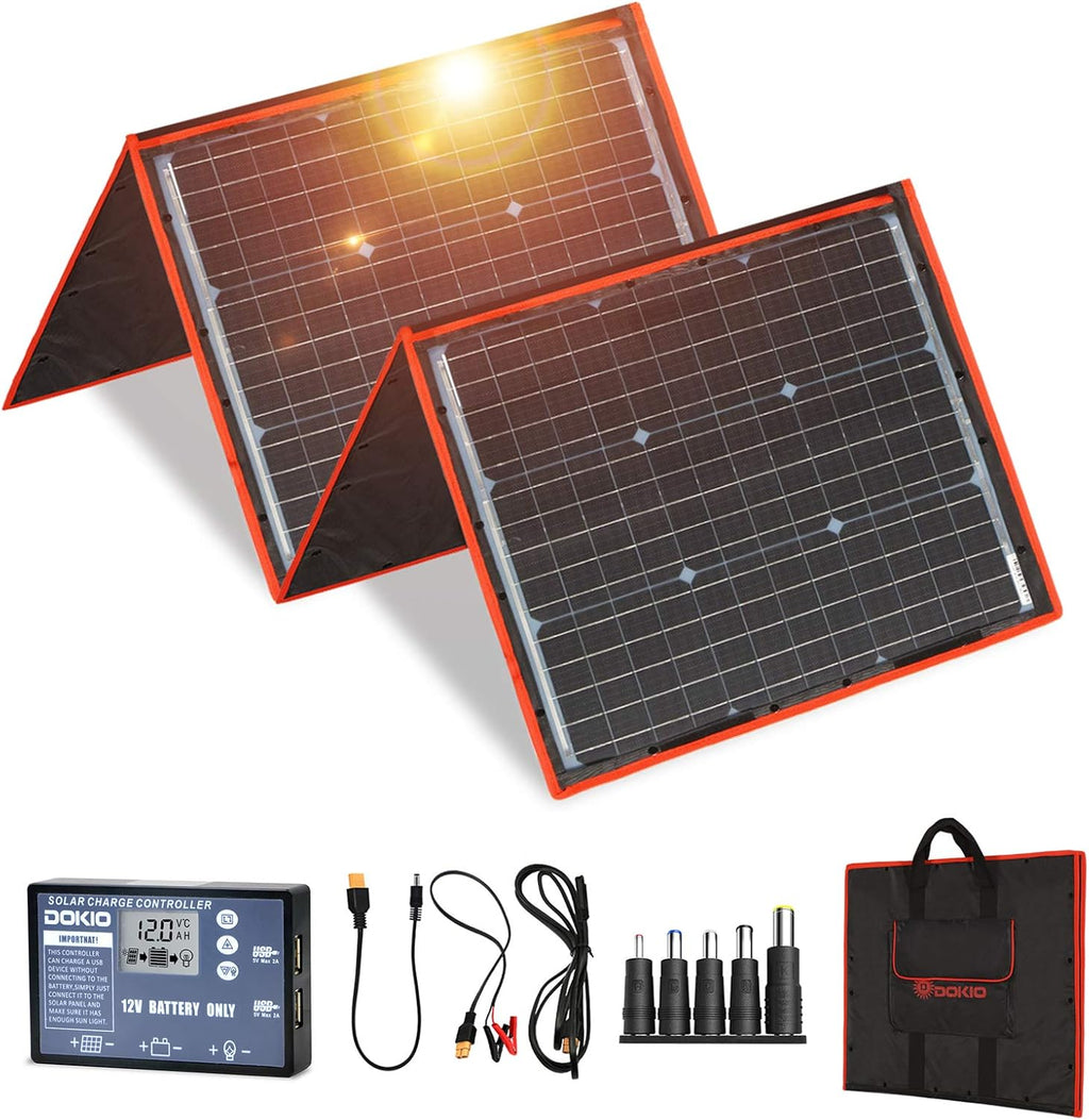 160W 18V Portable Folding Monocrystalline Solar Panel Kit with 2 USB Outputs Controller K279299