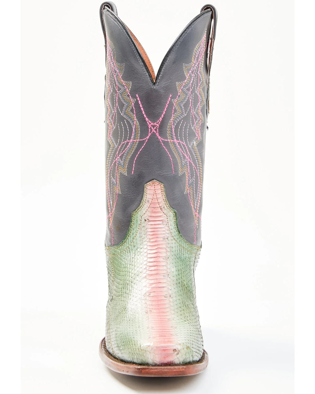 Green Watersnake Skin Western Boot Square Toe 9 M Q19333
