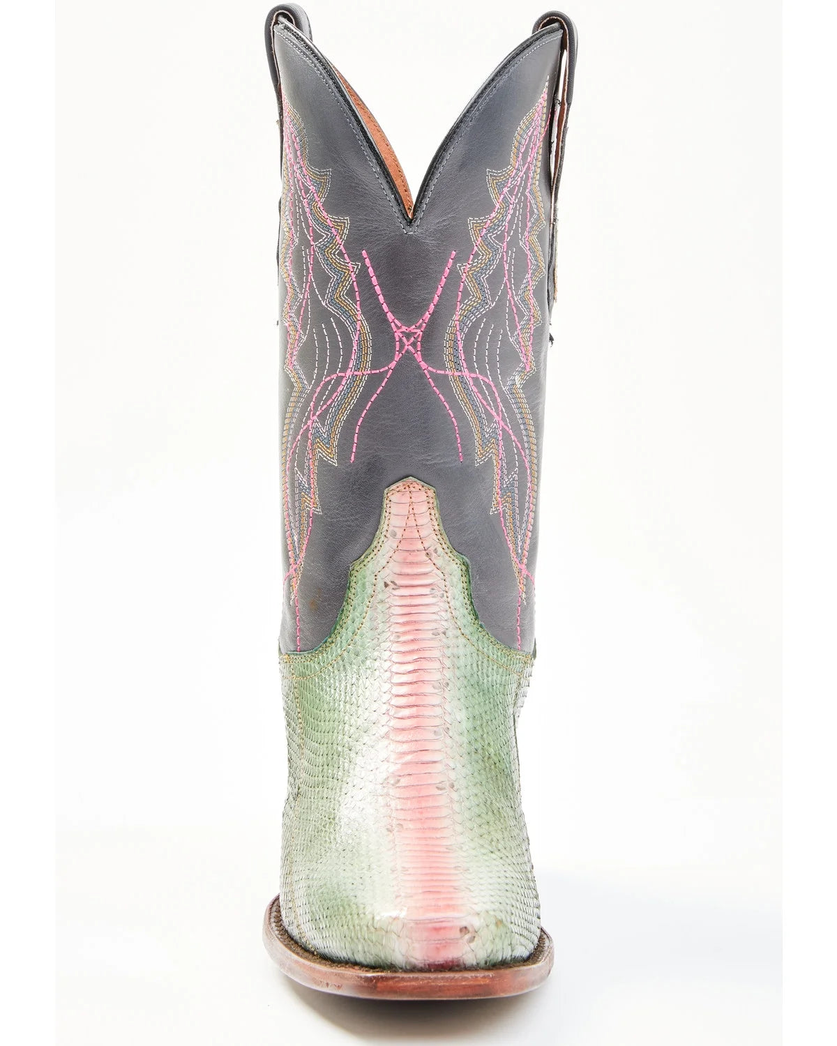 Green Watersnake Skin Western Boot Square Toe 9 M Q19333