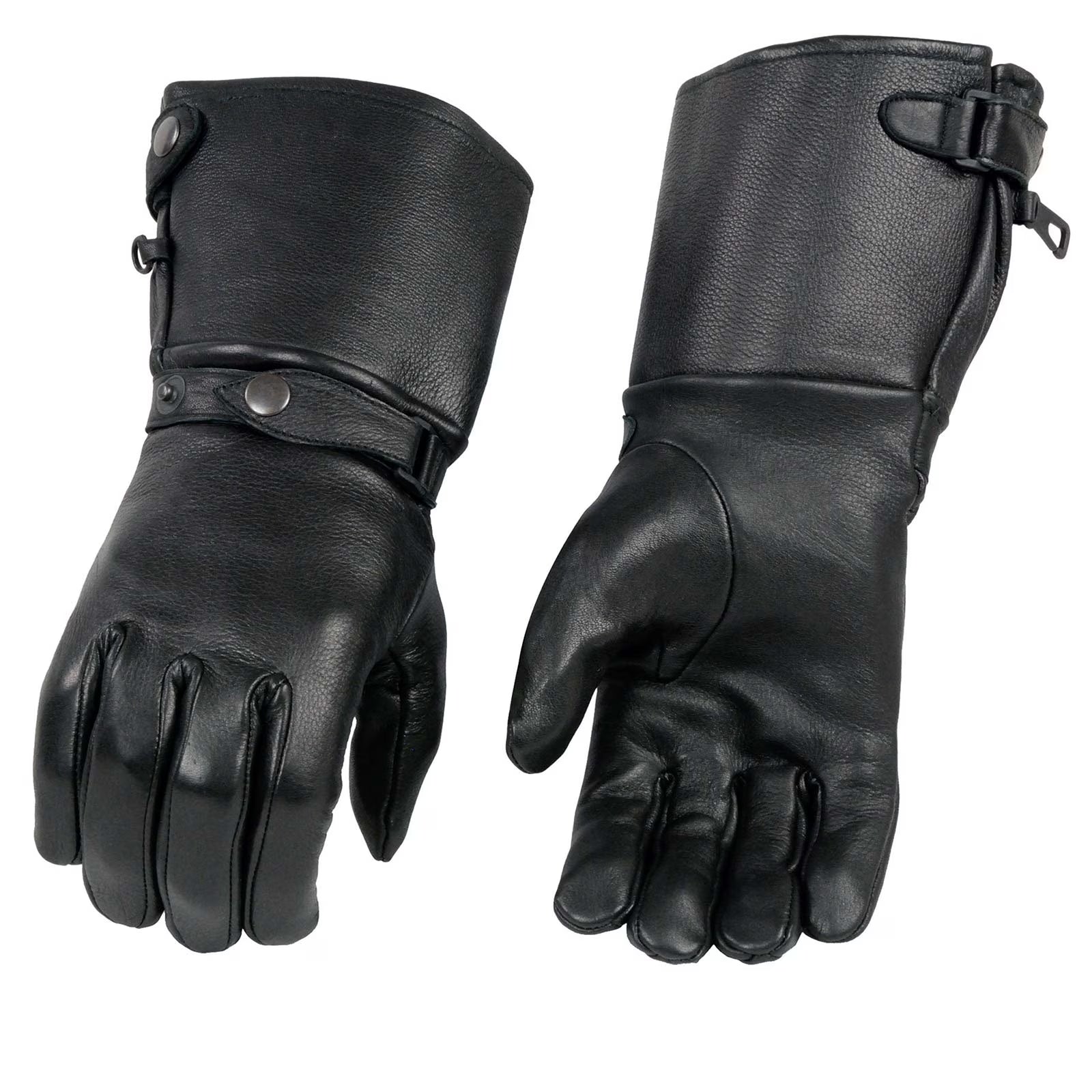 Deerskin Gauntlet Motorcycle Gloves with Snap Closure Thermal Lined O8535