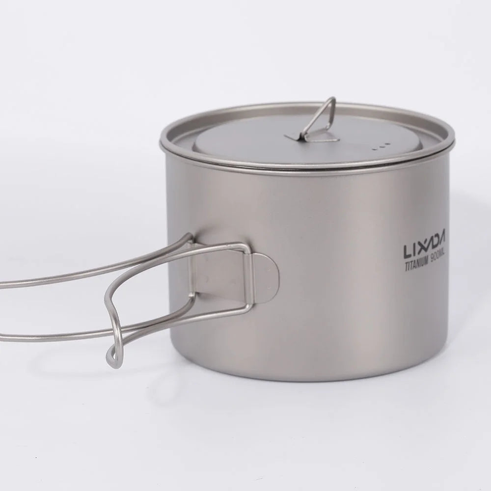900ml Titanium Cup Pot with Lid and Foldable Handle U913