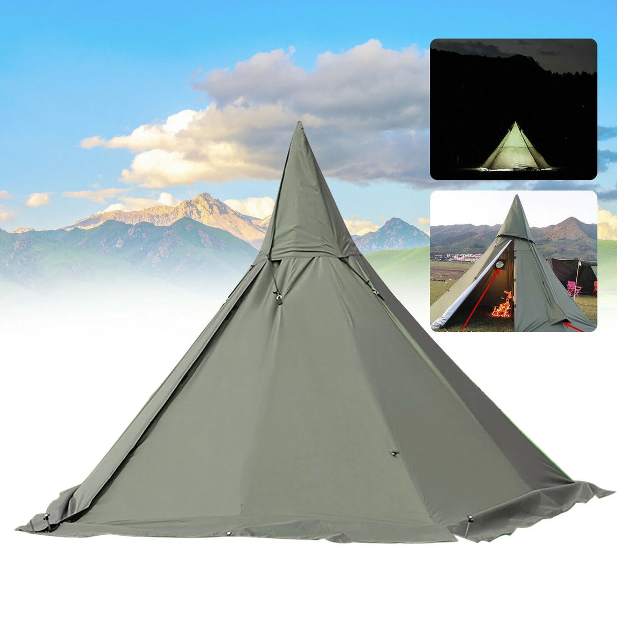 Pyramid Tent 4-Season Portable 2 People 7.2ft Height Z474031