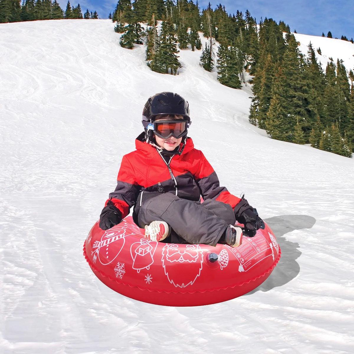 Inflatable Ski Ring Snow Sled PVC Red C721965