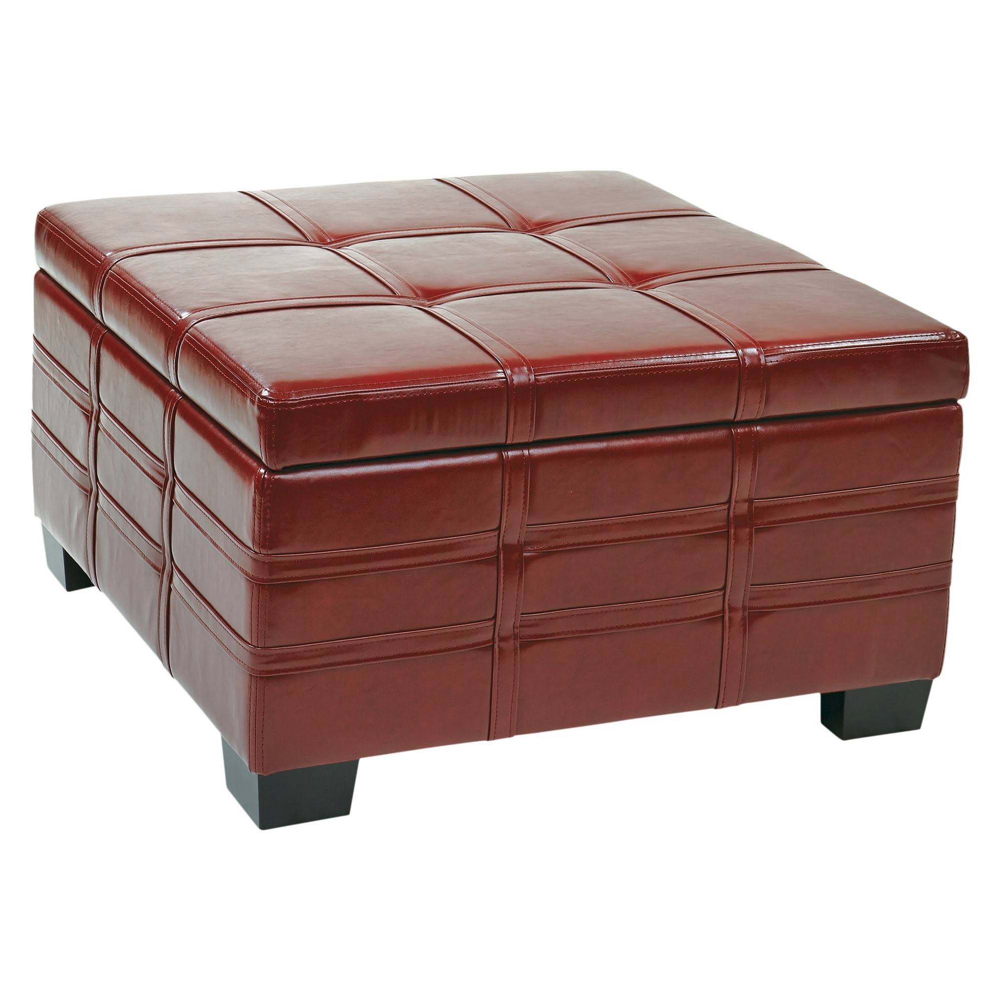 Crimson Red Ottoman with Tray L495