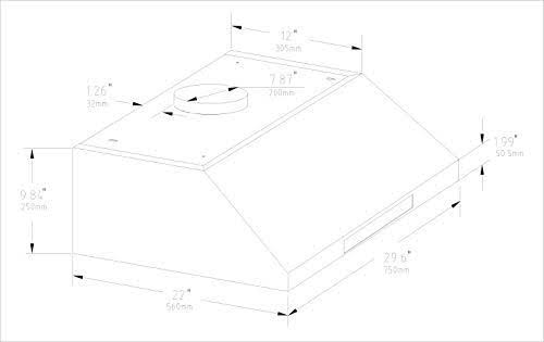 30x22 inch Under Cabinet Stainless Steel Range Hood U77350
