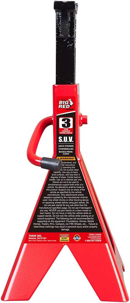 3 Ton Steel Jack Stands, Red, Pack of 2 T287