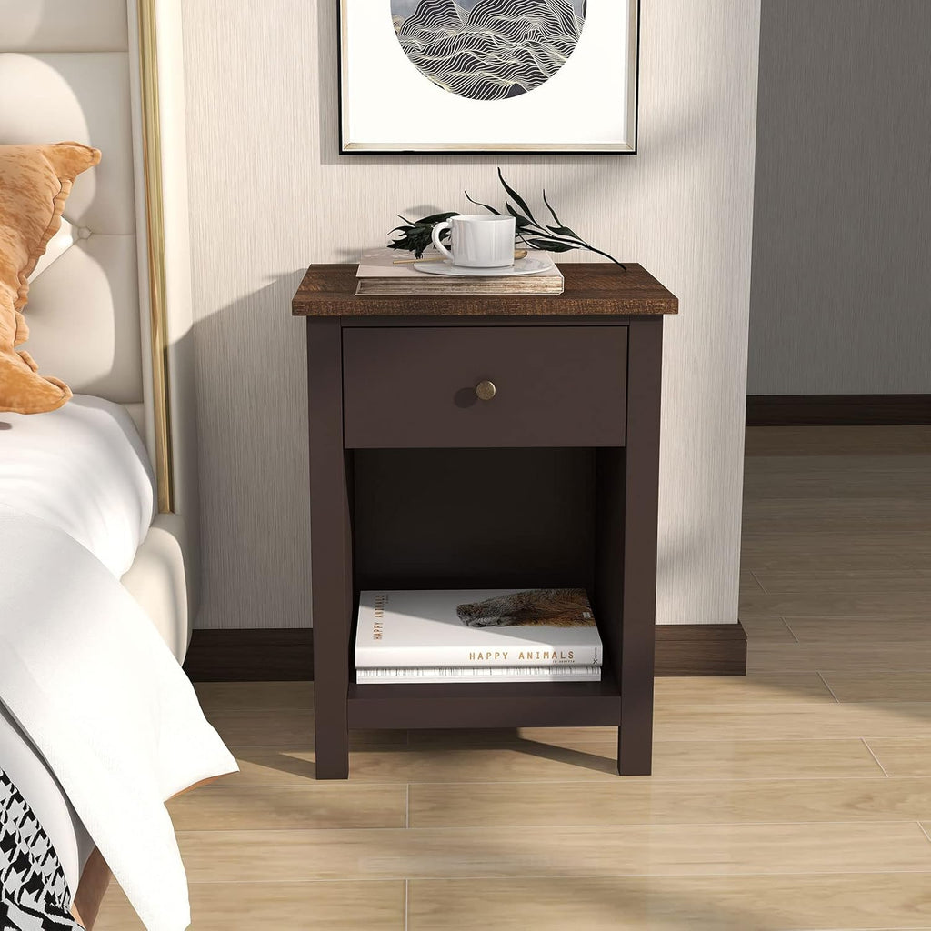 White 1-Drawer Wooden Nightstand H34600