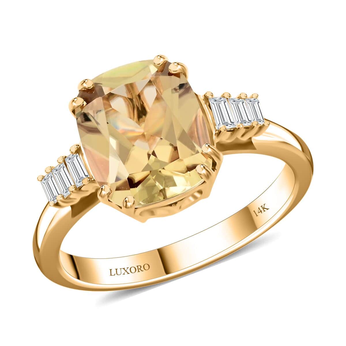 14K Yellow Gold Solitaire Ring with White Diamond Turkizite Size 8 Ct 2.9 S1008