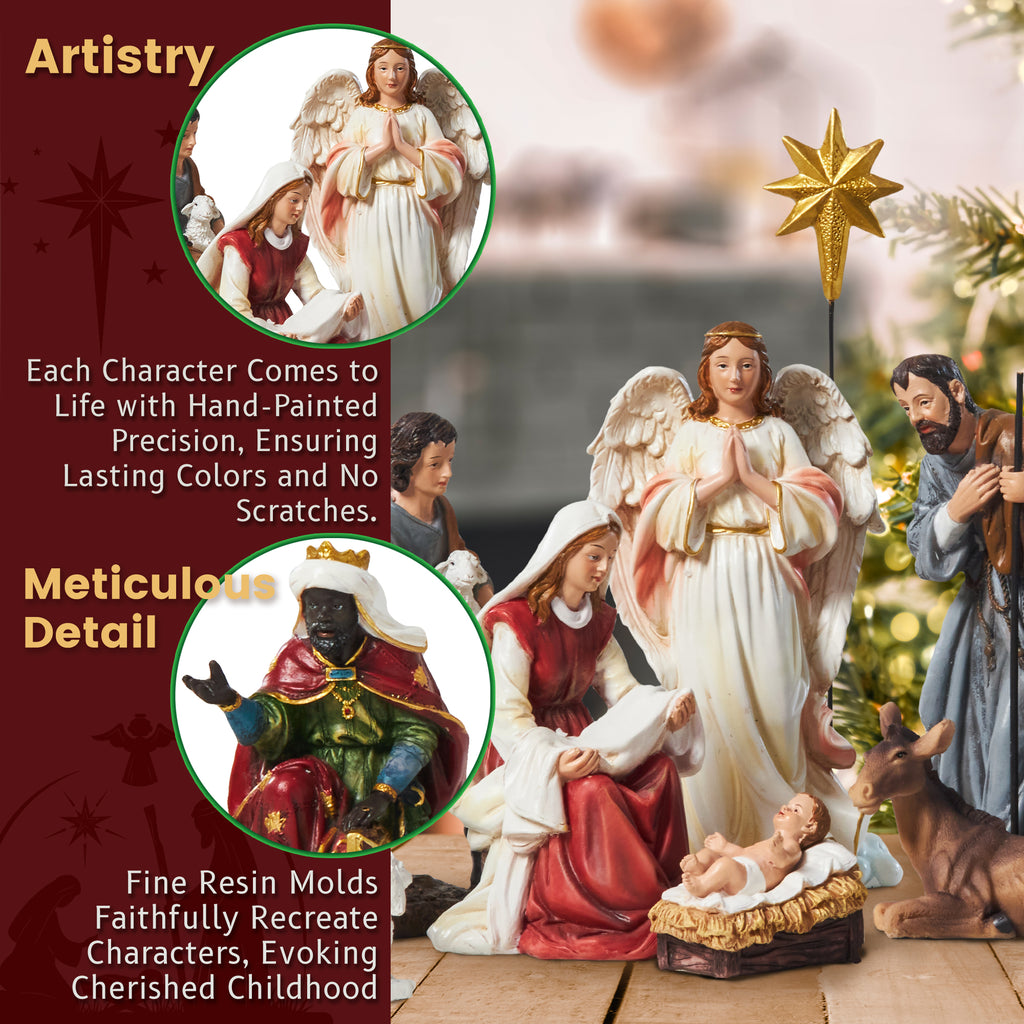 13 Pieces Resin Nativity Scene Set H4429