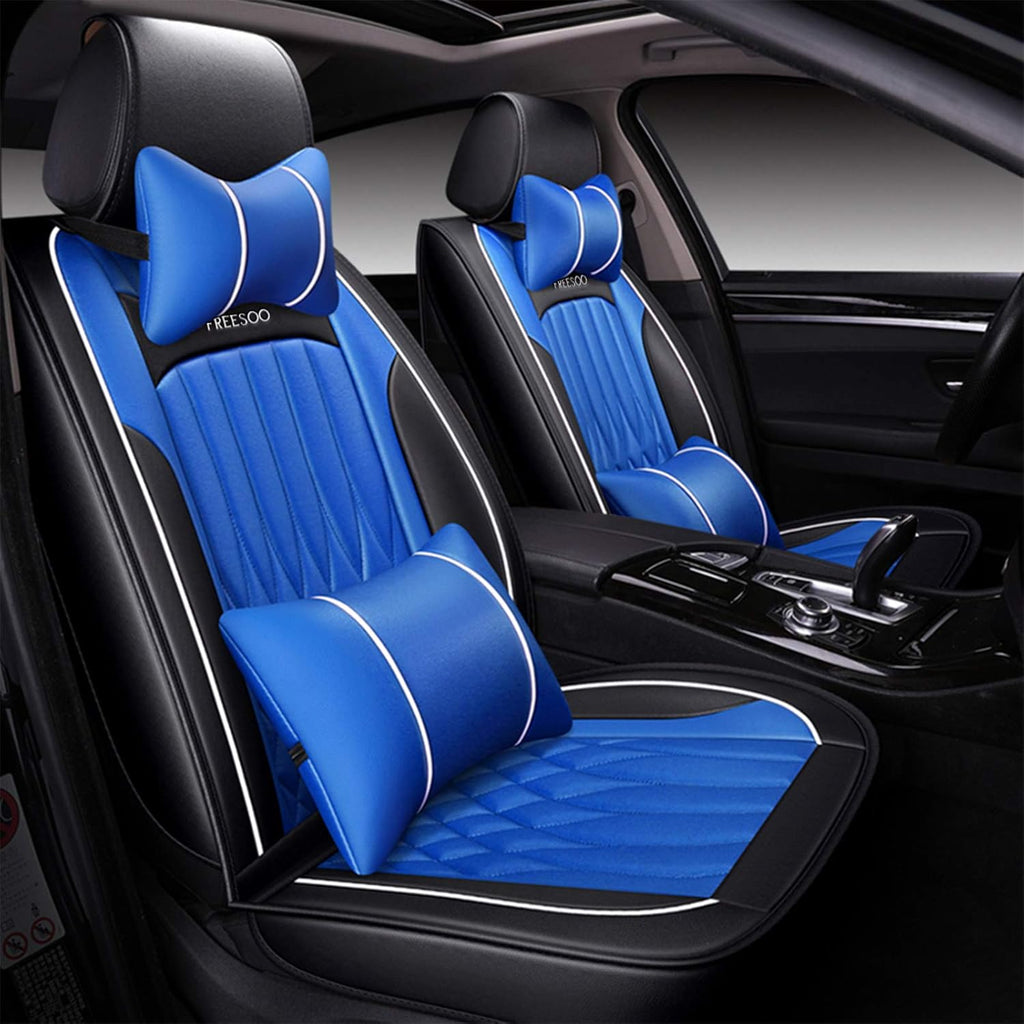 Khaki Orange Leather Car Seat Cover Full Set for 5 Seats L3674