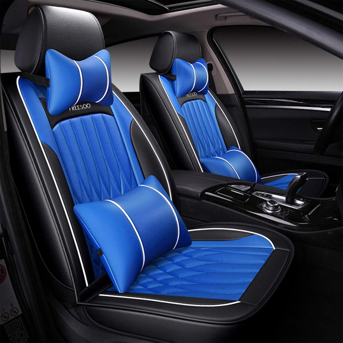Khaki Orange Leather Car Seat Cover Full Set for 5 Seats L3674