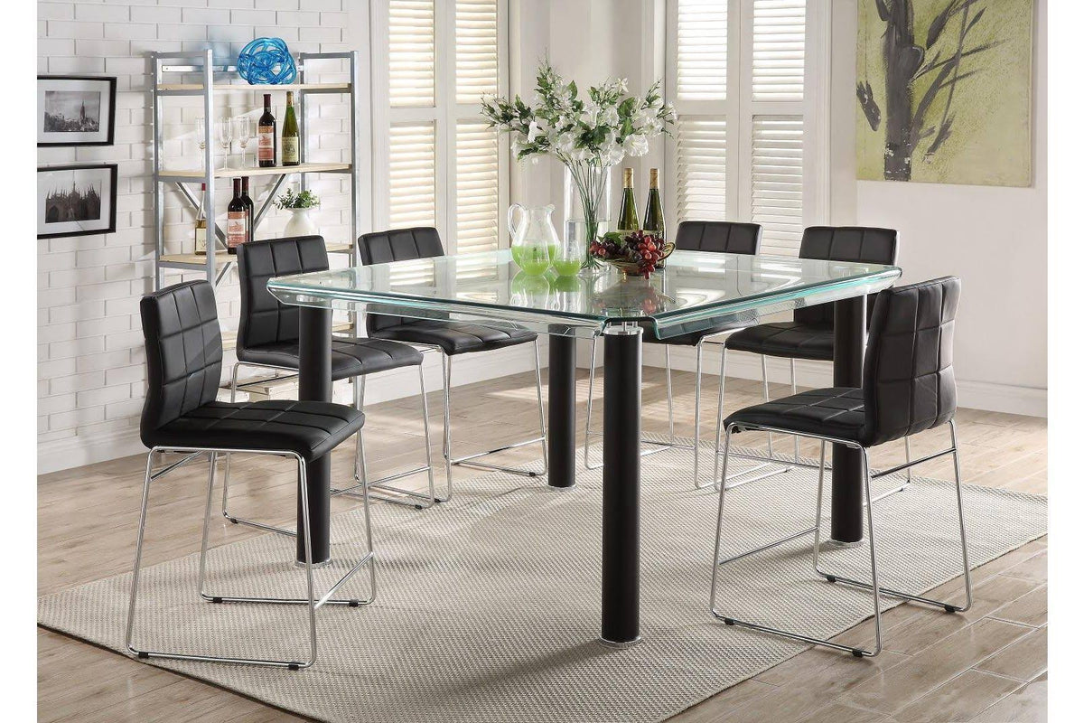 Black PU Chrome Counter Height Chair Set of 2 M252