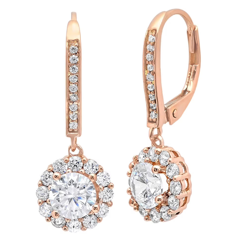 18K Rose Gold Diamond Earrings D503111
