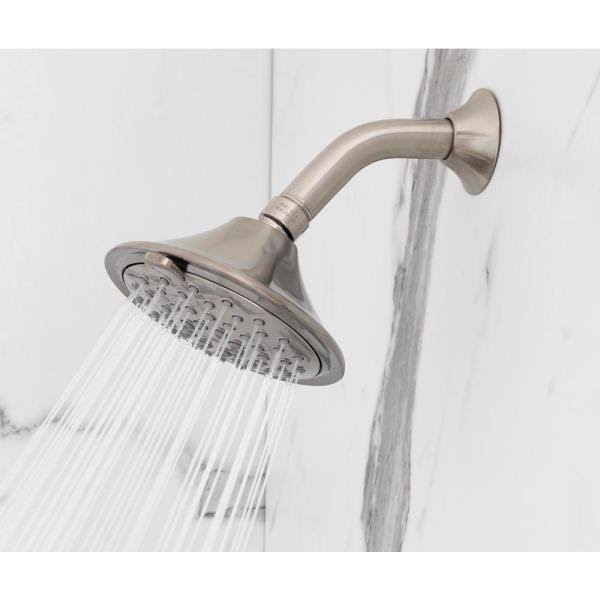 Brushed Nickel Tub and Shower Faucet and Two Single Hole Bathroom Faucets Set F104