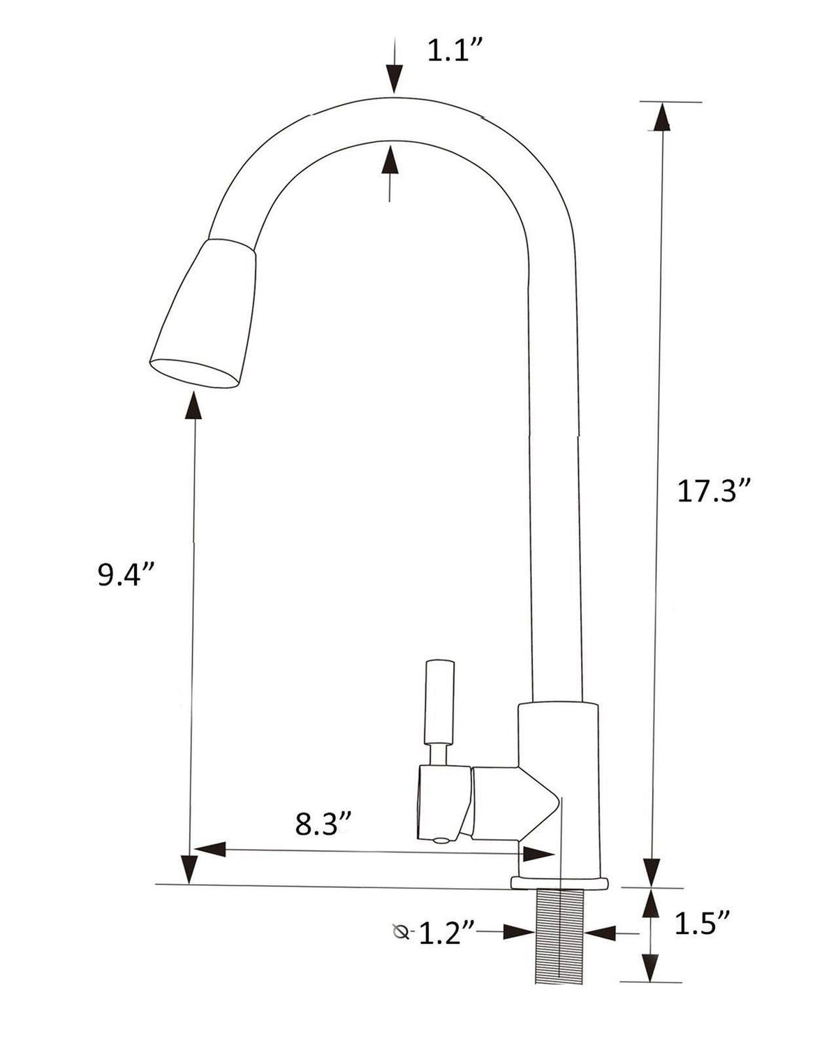 Commercial Stainless Steel Single Handle Pull Down Sprayer Kitchen Faucet D83613