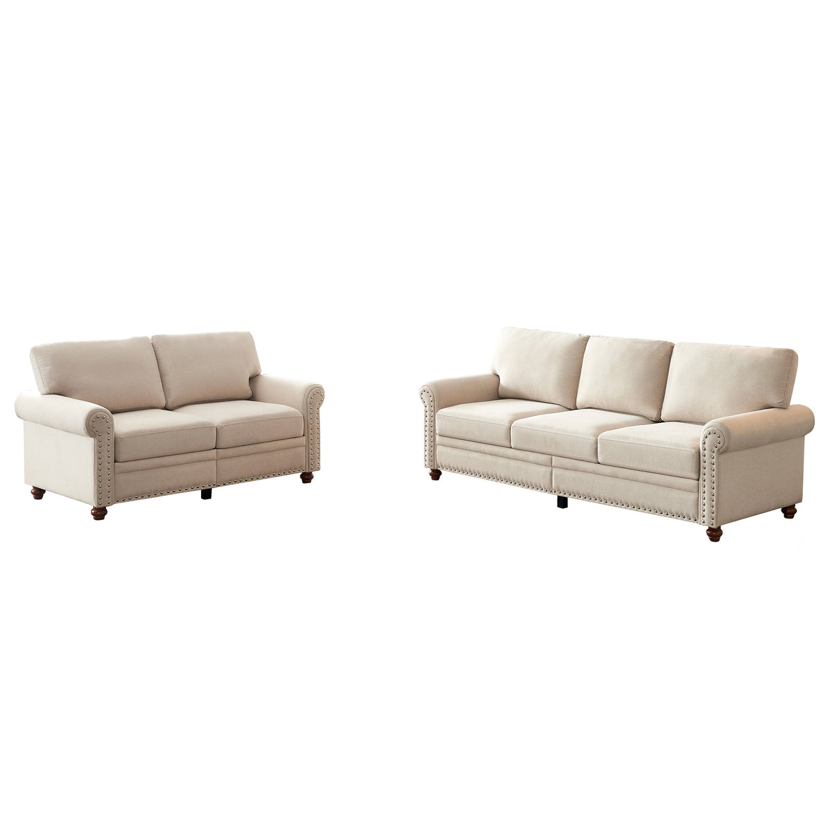 Beige Linen Sofa with Storage X3969