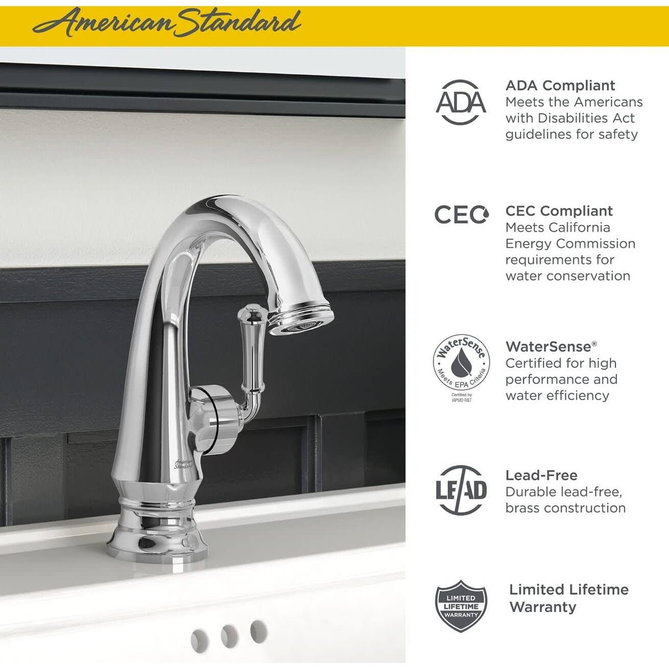 Single-Handle Bathroom Faucet with Pop-Up Drain H528335