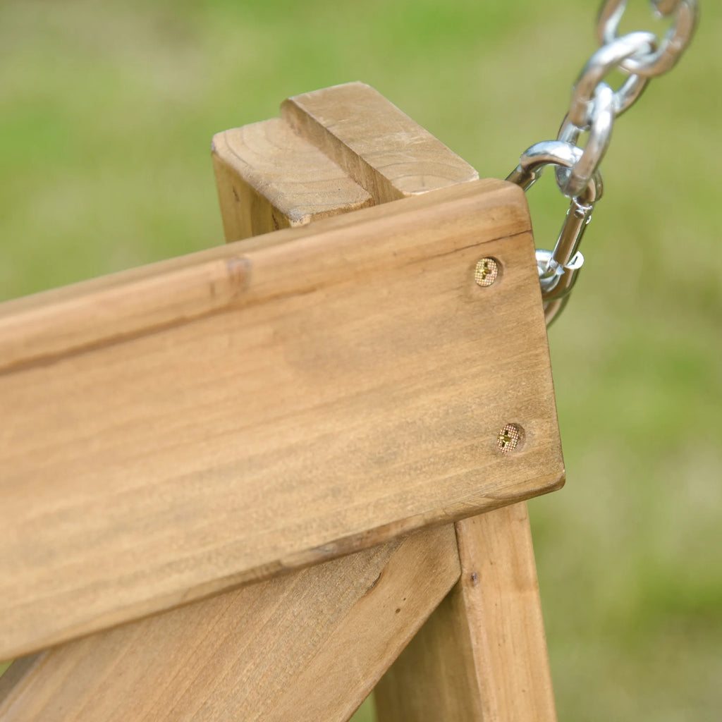 Natural Wooden Porch Swing with Steel Chains Q262033