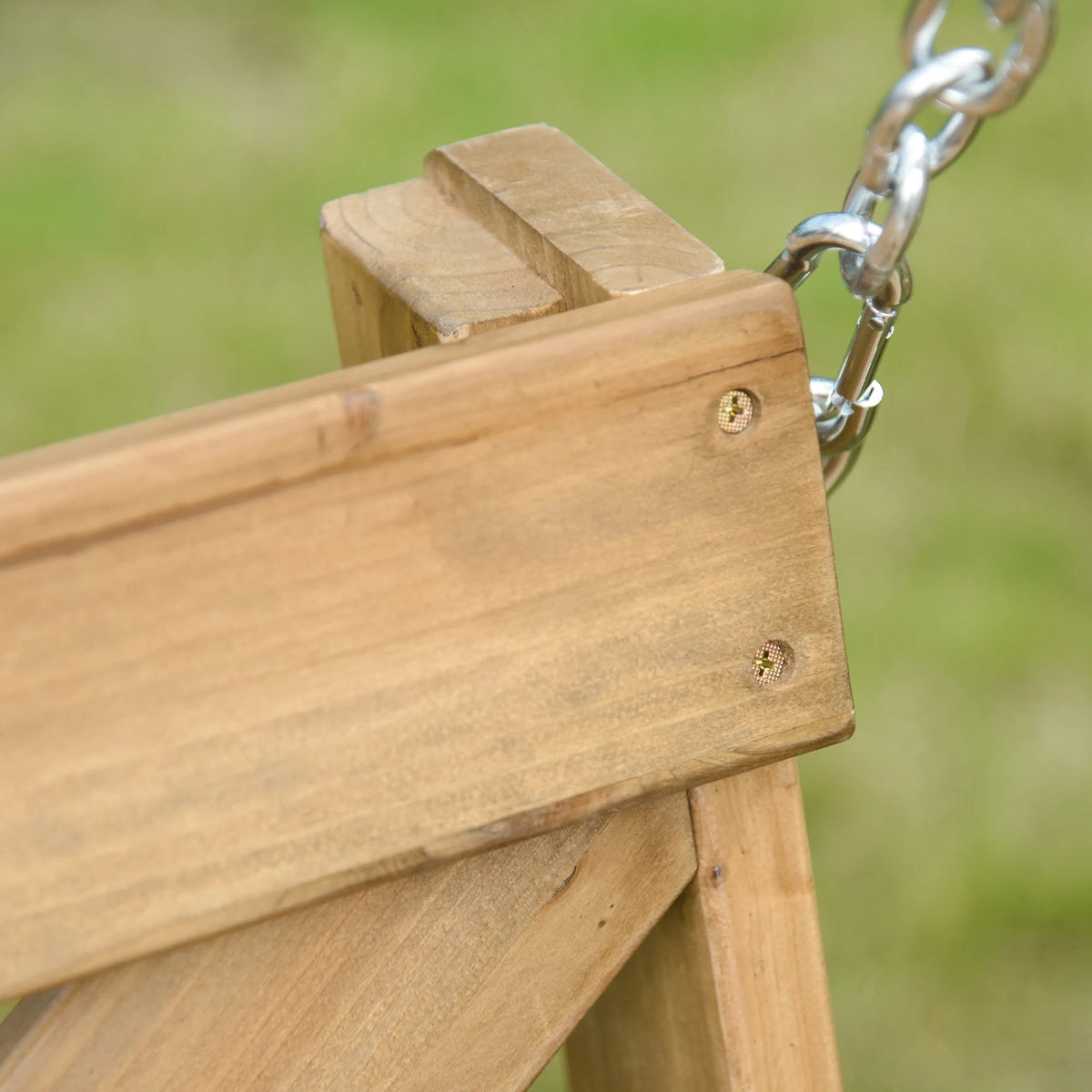Natural Wooden Porch Swing with Steel Chains Q262033