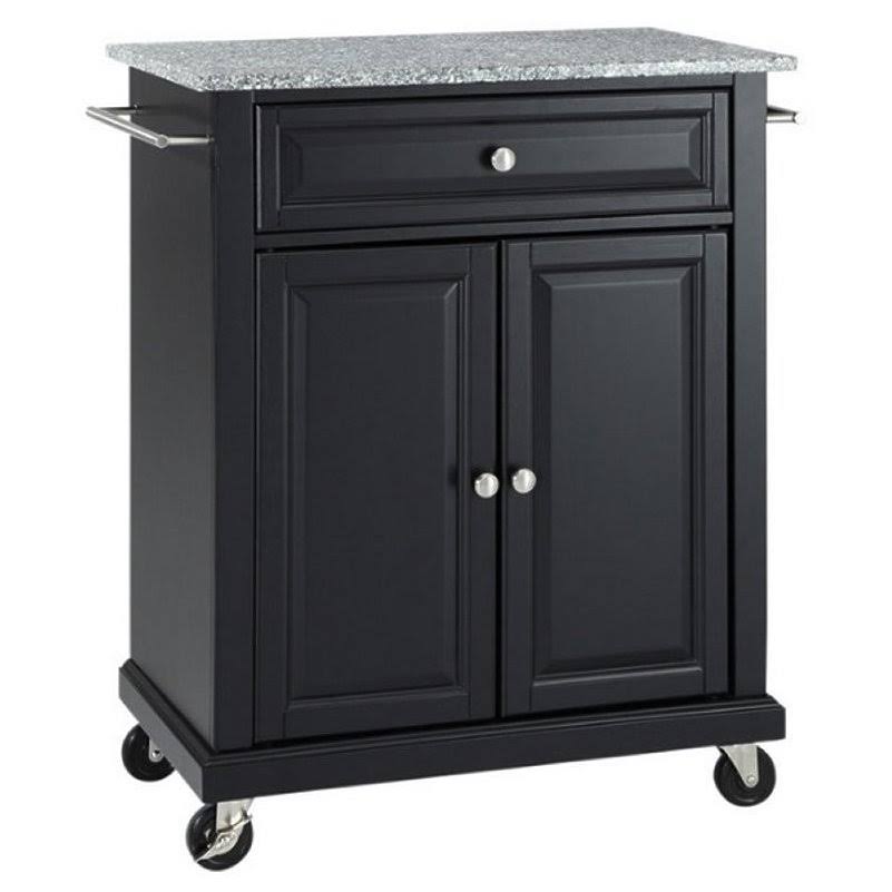 Solid Granite Top Kitchen Cart in Black N2605