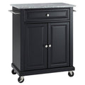 Solid Granite Top Kitchen Cart in Black N2605