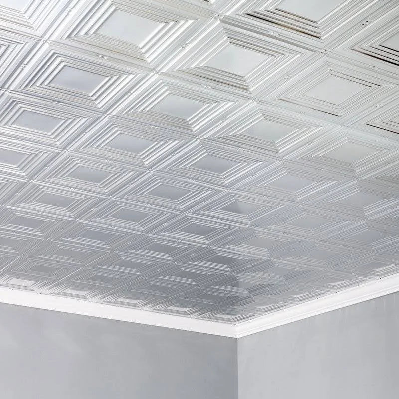 Brushed Aluminum Glue Up Ceiling Tile 5 Pack U588