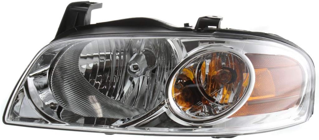 Headlight Assembly Passenger Side Chrome with Bulbs E6777