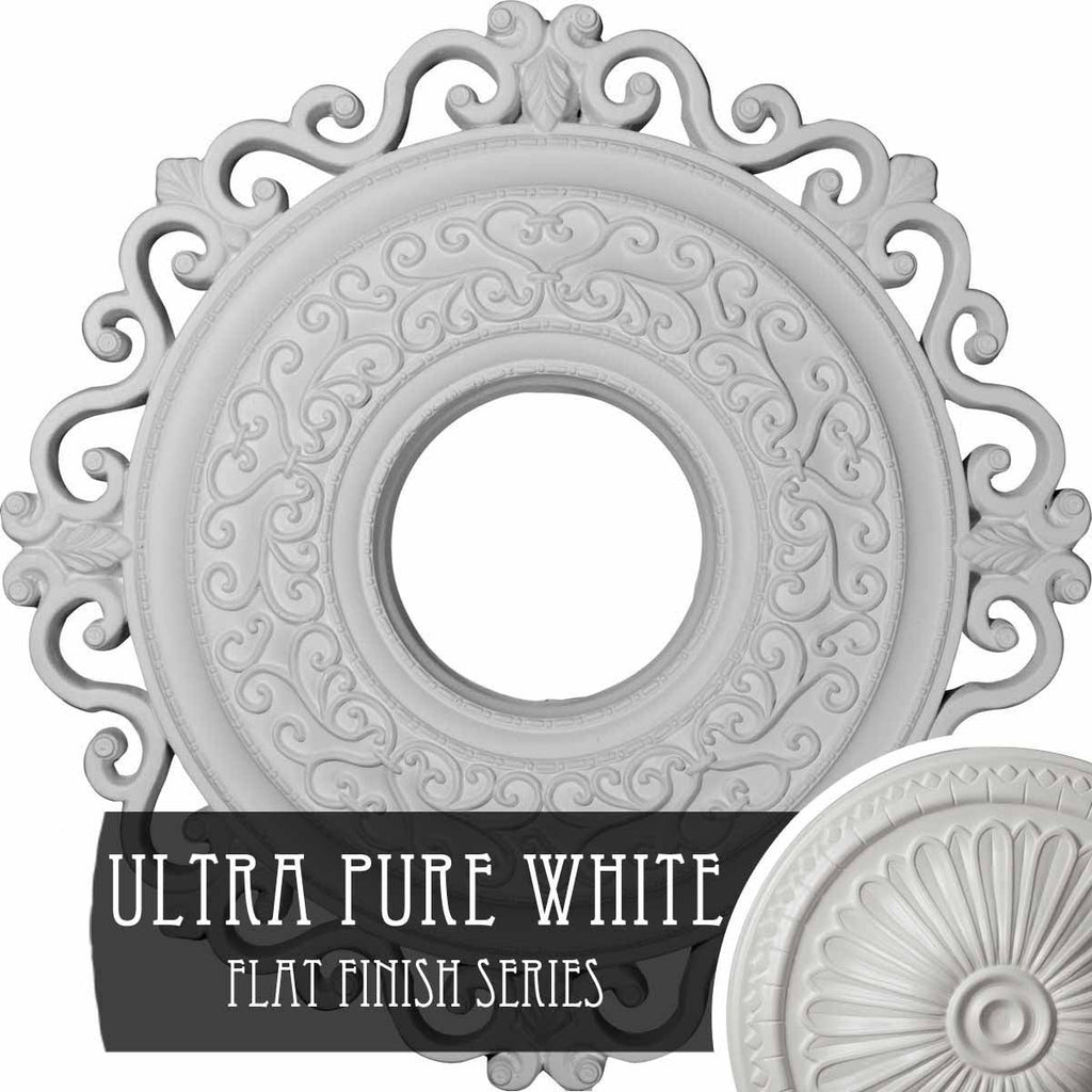 22x22OD x 6 1/4x22ID x 1 3/4x22P Hand-Painted Ultra Pure White Ceiling Medallion L459450