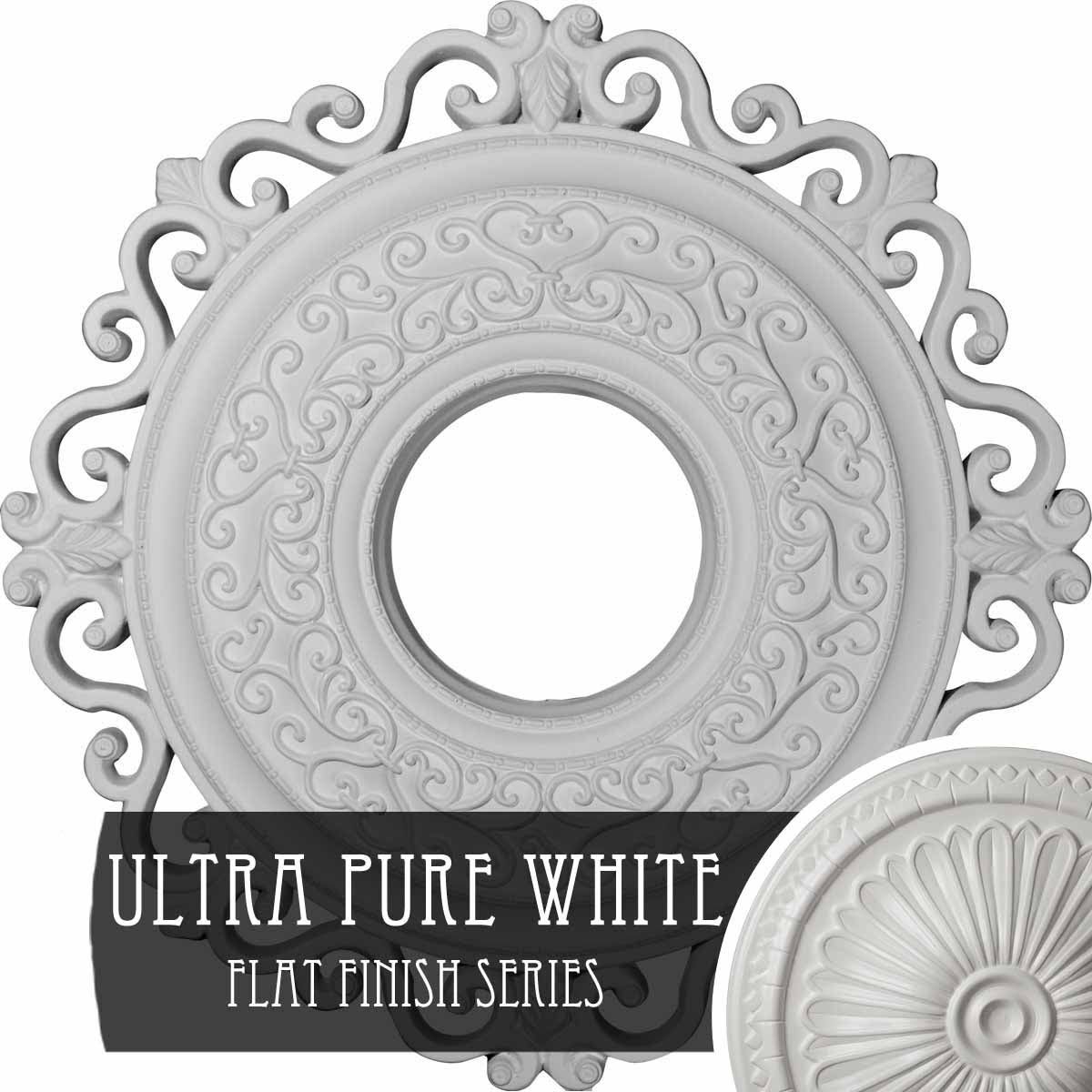 22x22OD x 6 1/4x22ID x 1 3/4x22P Hand-Painted Ultra Pure White Ceiling Medallion L459450