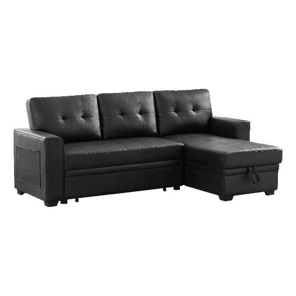 Black 84" Wide Sectional Sofa with Pull Out Sleeper Bed R4605