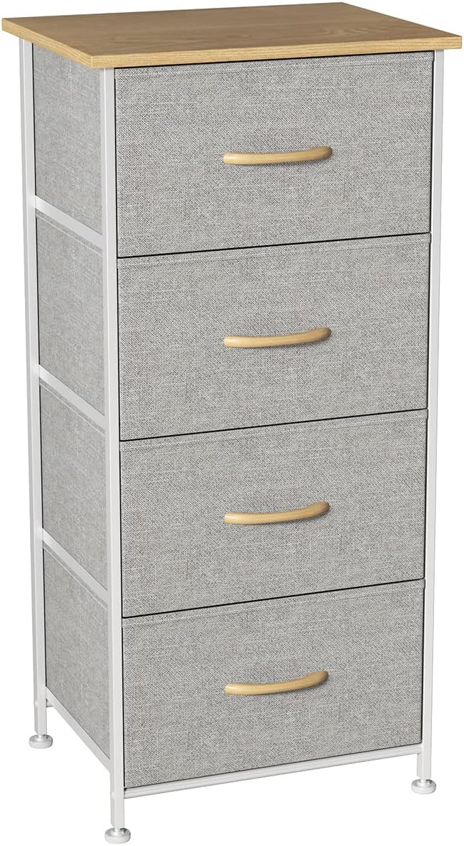 Gray 4 Drawer Fabric Dresser D1513