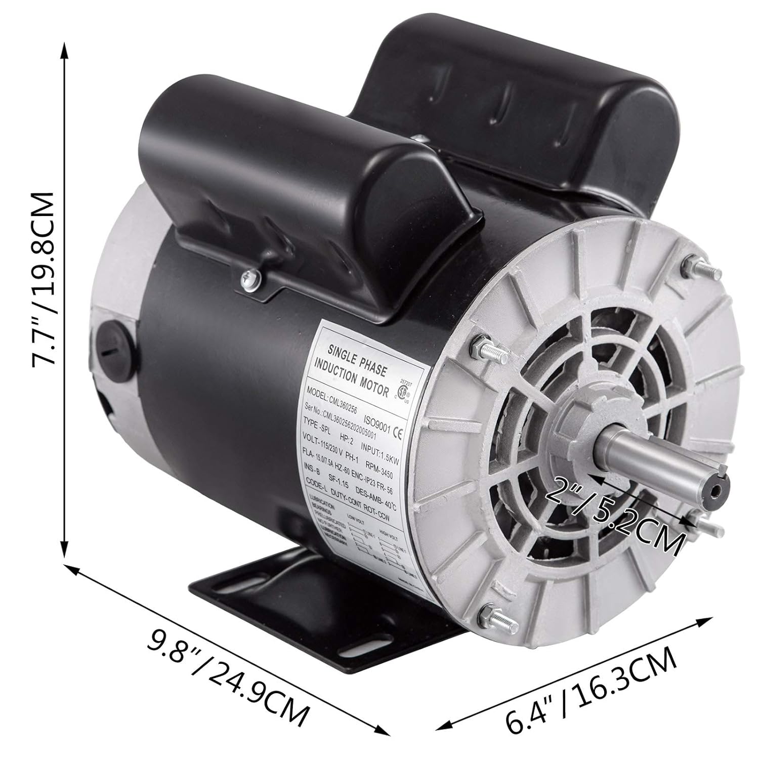 2Hp 3450RPM 115V 230V 56 Frame Single Phase Electric Motor X51843