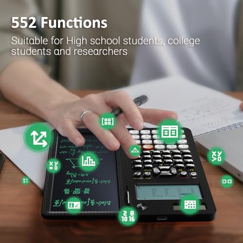 Black Rechargeable Scientific Calculator with Writing Pad and Hard Case C81505