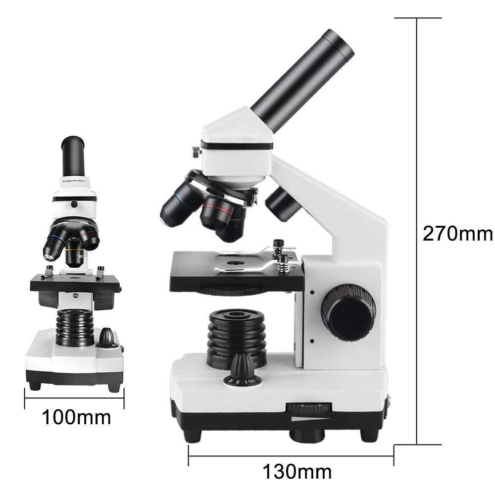 Student Microscope 40X-1000X Optical Glass Lens All-Metal LED Biological Compound Monocular Microscope O197