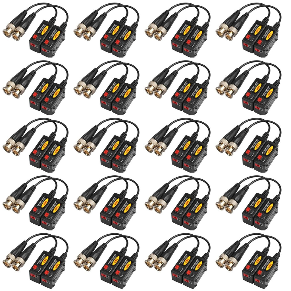 20 Pairs Passive HD BNC Video Balun Transceiver Transmitter AHD/TVI/CVI/CVBS Cable Connectors for CCTV Security Cameras R8729