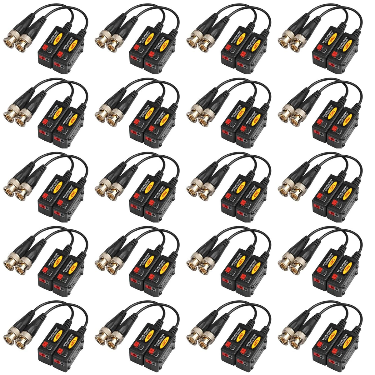 20 Pairs Passive HD BNC Video Balun Transceiver Transmitter AHD/TVI/CVI/CVBS Cable Connectors for CCTV Security Cameras R8729