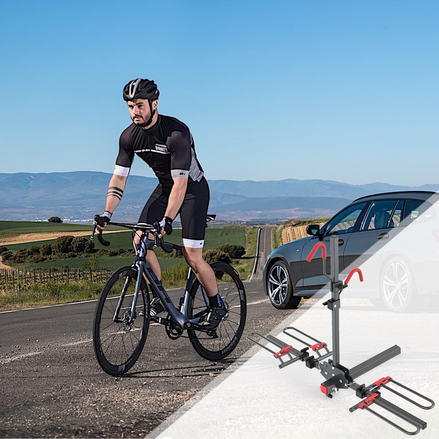 Hitch Mounted Foldable 2-Bike Rack Platform Style Carrier H10730