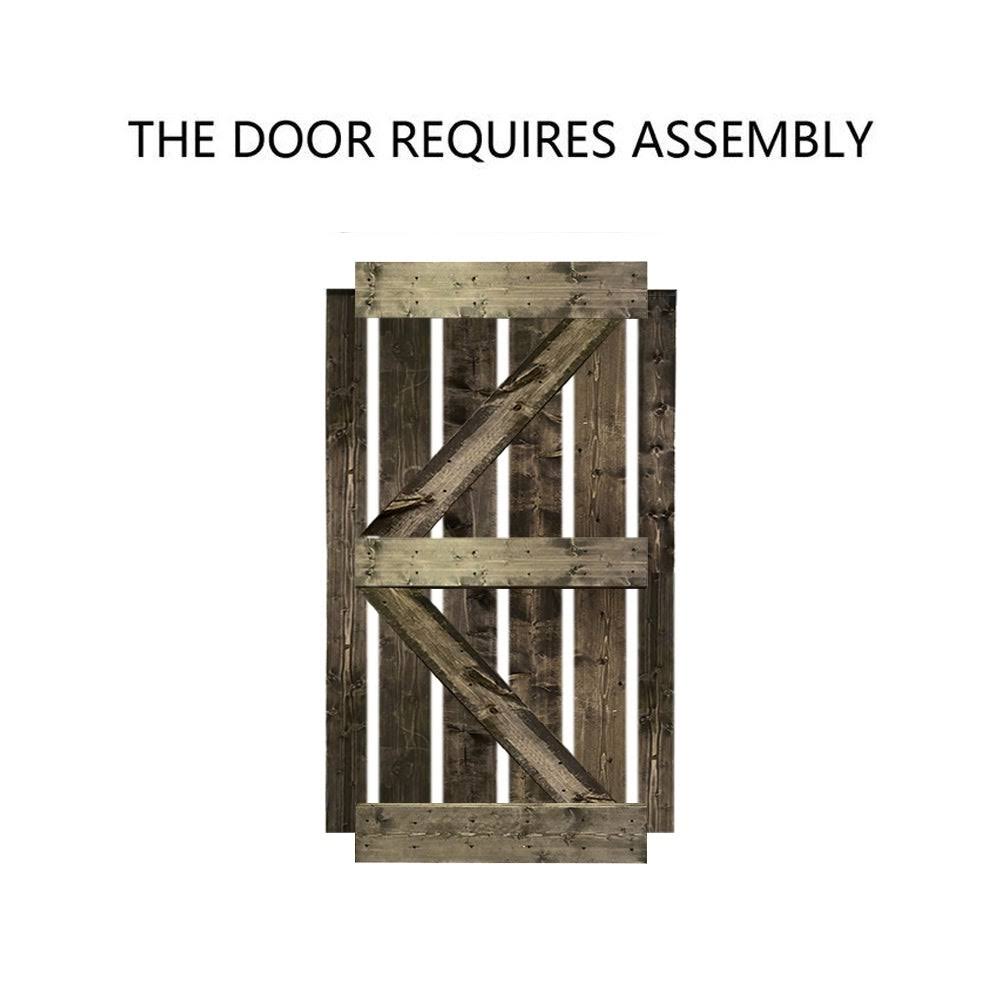 Colonial Maple Stained Wood Sliding Barn Door with Hardware Kit F93763