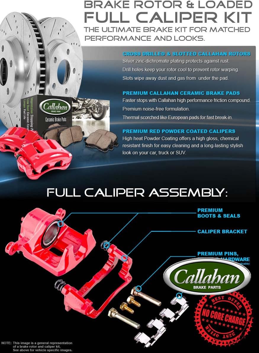 Powder Coated Red Calipers 8 Lug Rotors Ceramic Pads Kit V767391