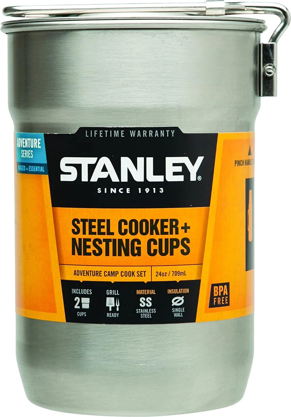 Stainless Steel Camp Cook Set with 2 Cups and Kettle R30657