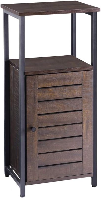 Narrow Bathroom Storage Cabinet with Shutter Door, Retro Espresso L3891