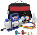 110V 3.5CFM 1/4 HP 1-Stage Vacuum Pump with 4ft AC Manifold Gauge Z335457