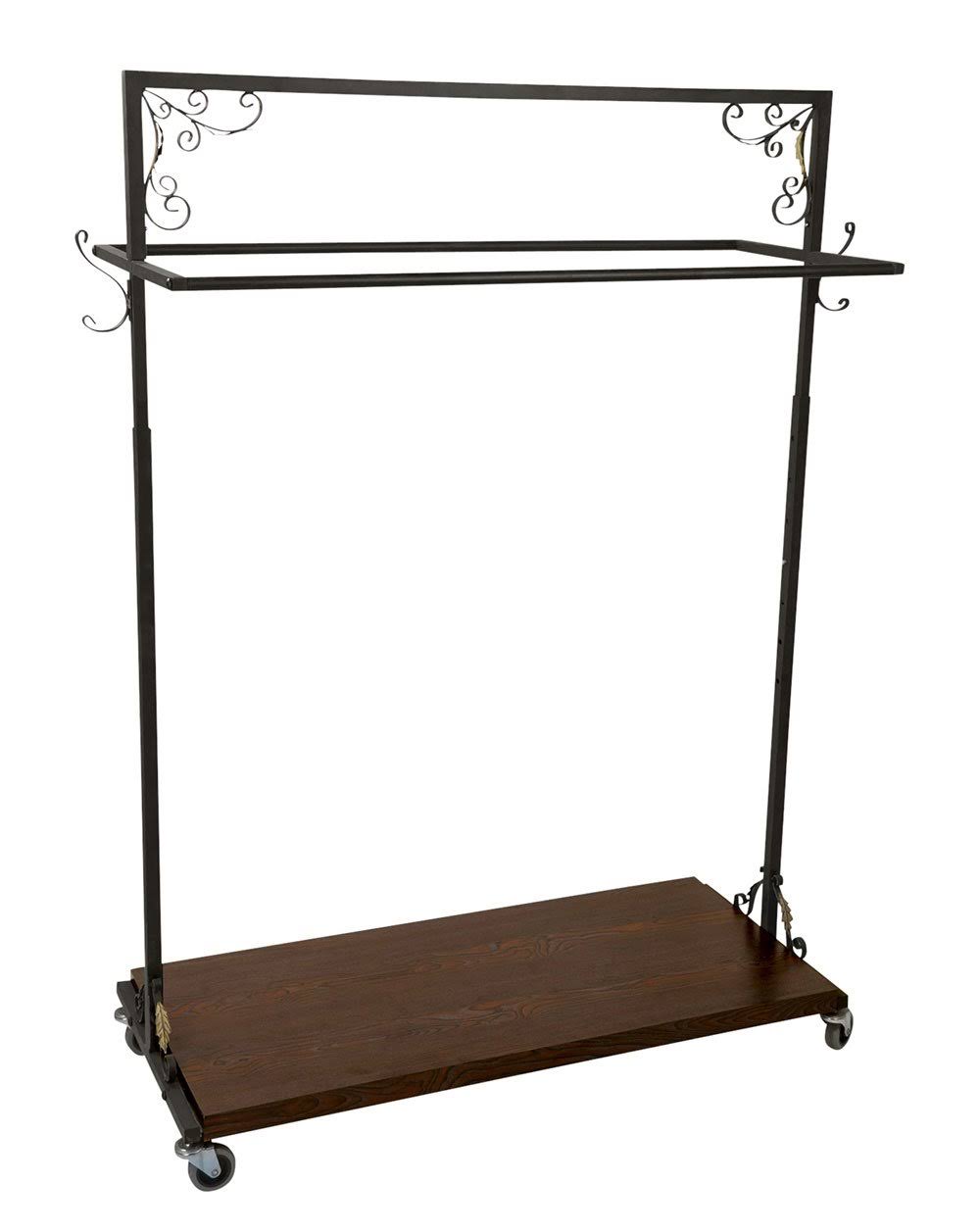 Vintage Double-Rail Rolling Clothing Rack O141466