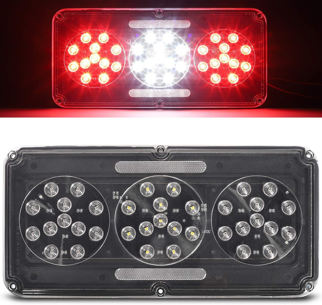 1Pc Rectangular Red Triple LED Trailer Tail Light Clear Lens C834528