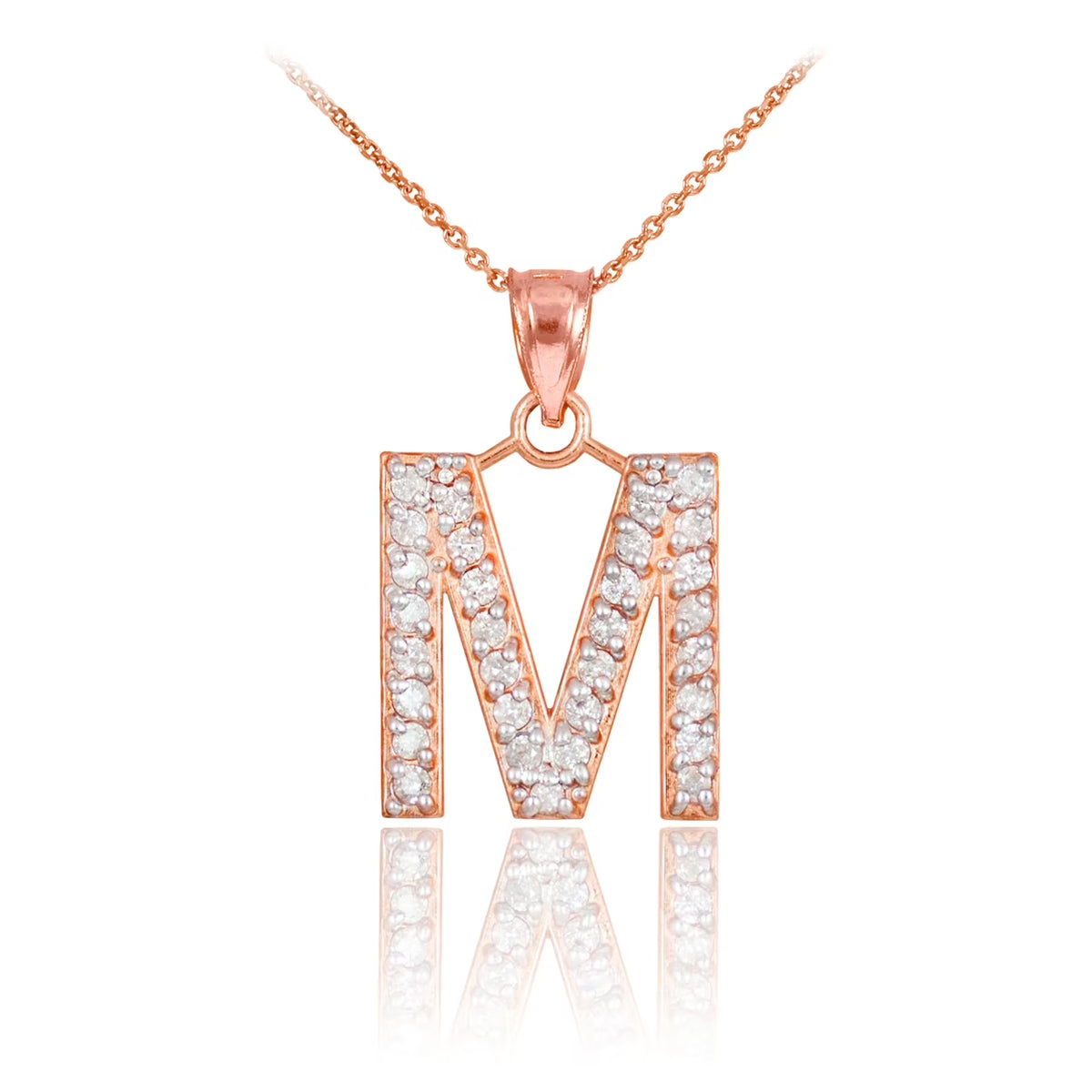 10K Diamond Monogram Pendant Necklace P3809