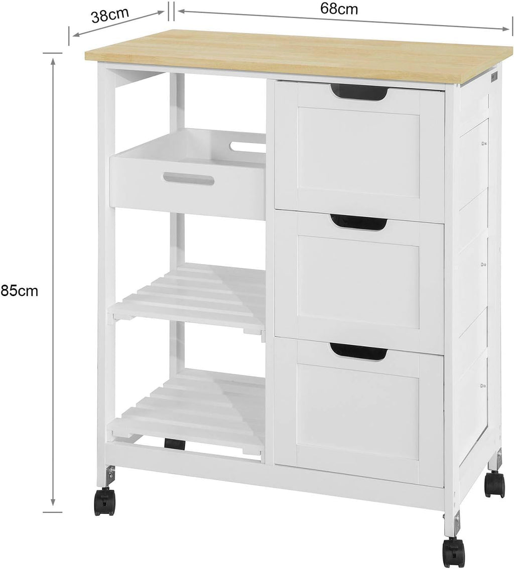 Kitchen Cart with 3 Drawers and Open Storage Shelf L93695