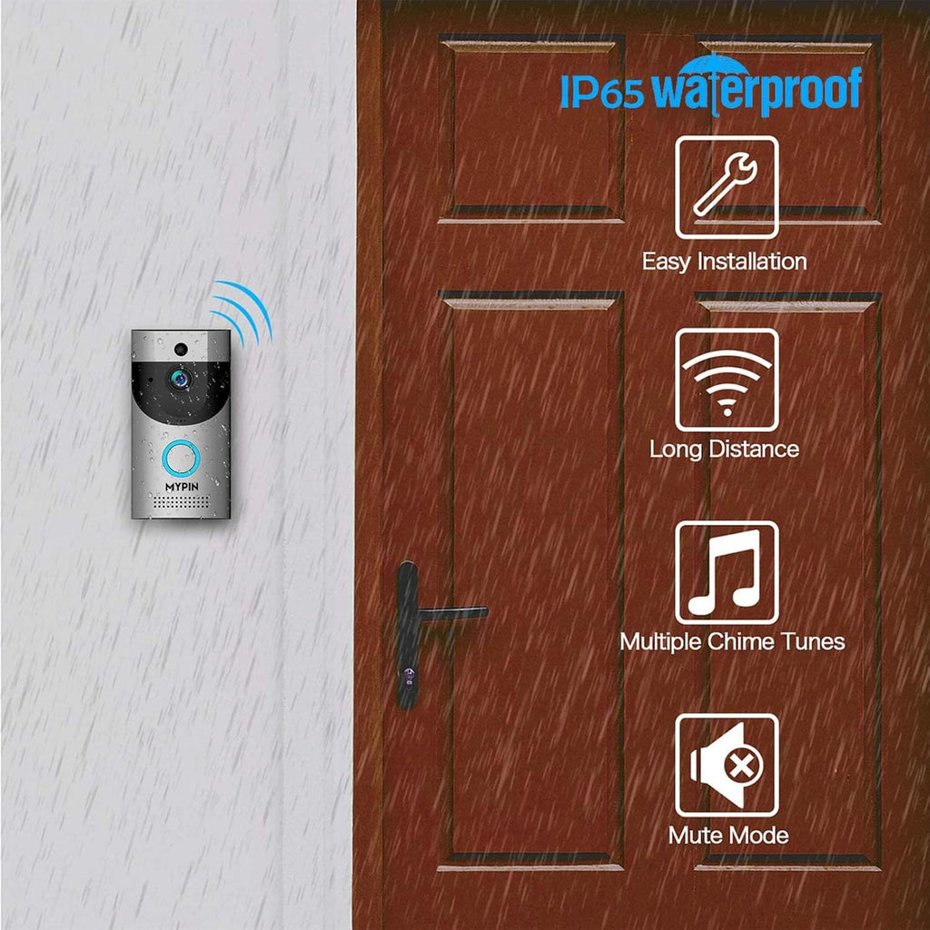 Waterproof WiFi Doorbell Camera with Night Vision and Rechargeable Batteries F341