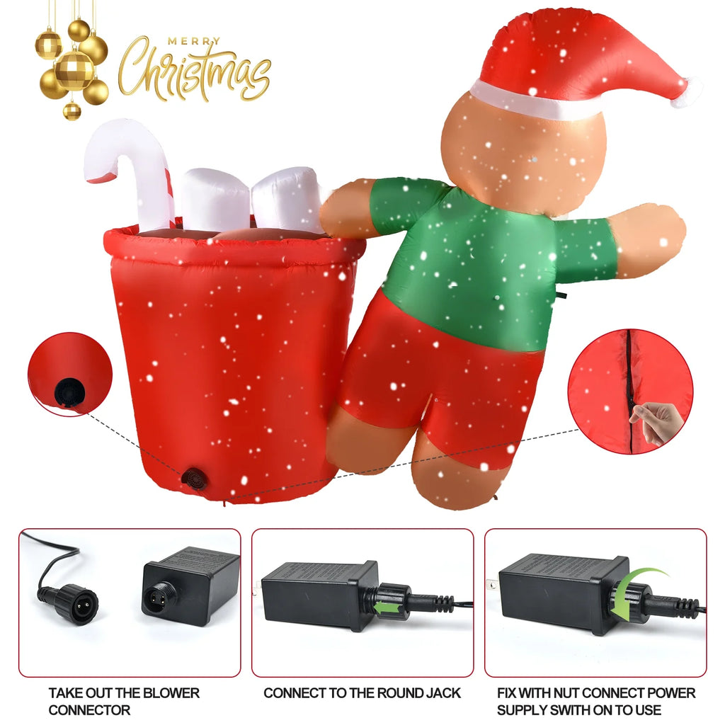 5.9ft Christmas Inflatable Gingerbread Man with LED Lights L12810