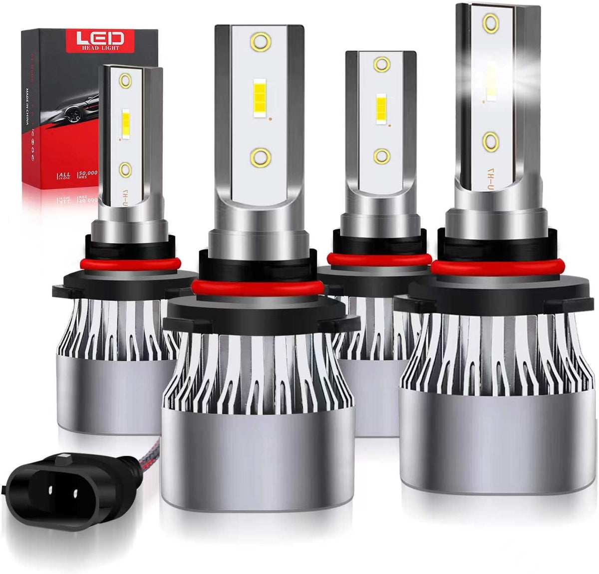 LED Headlight Bulbs Combo 240W 30000LM 6500K Cool White, Pack of 4 Pack of 2 D272